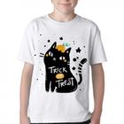 Camiseta Infantil ou adulto Cat trick treat Blusa Criança todos tamanhos