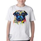 Camiseta Infantil ou adulto Pug colorido Blusa Criança todos tamanhos