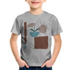 Camiseta Infantil Vaso de Planta Minimalista Abstrato - Foca na Moda