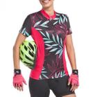 Camiseta Kanxa Ciclismo Feminina Floral Mc - Preto+rosa