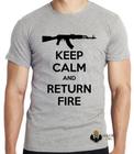 Camiseta Keep Calm Return Fire Blusa criança infantil juvenil adulto camisa tamanhos