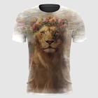 Camiseta Leoa Majestosa com Flores