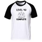 Camiseta level 40 complete presente geek gamer 40 anos