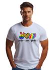 Camiseta LGBT Peace Love Pride Paz Amor Orgulho M23