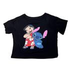 Camiseta Lilo e Stitch Blusa Cropped Blusinha Baby Look Feminina Sf466