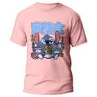 Camiseta Lilo E Stitch Desenho Animado Blusa Stitch Rosa 7