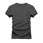 Camiseta Lisa Masculina Slim Algodão Gola Redonda Manga Curta - Cinza Escuro Basico