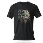 Camiseta Lobo Colors Lobos Viking Camisa Algodão Premium T-shirt Preta Unissex Wolf Manga Curta