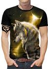 Camiseta Lobo PLUS SIZE Galaxia Masculina Animal Blusa