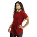 Camiseta Long Feminina Alongada Academia Blusinha Viscose