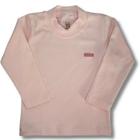 Camiseta longa infantil gola alta rosa claro