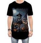 Camiseta Longline Bruxa Caveira Halloween 2