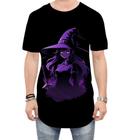 Camiseta Longline Bruxa Halloween Púrpura Festa 8