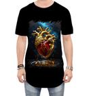 Camiseta Longline Coração de Ouro Líquido Gold Heart 9