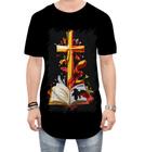 Camiseta Longline da Cruz de Jesus Igreja Fé 19