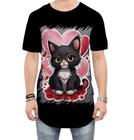 Camiseta Longline Dia dos Namorados Gatinho 22