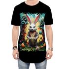 Camiseta Longline Do Coelhinho da Páscoa Polígonos 10