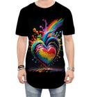 Camiseta Longline do Orgulho LGBT Coração Amor 7