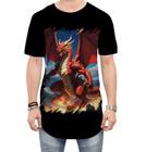 Camiseta Longline Dragão Vermelho de Fogo 1