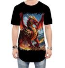 Camiseta Longline Dragão Vermelho de Fogo 3 - Kasubeck Store