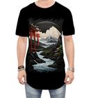 Camiseta Longline Paisagem Oriental Portão Torii 14