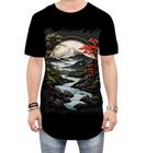 Camiseta Longline Paisagem Oriental Portão Torii 22