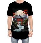 Camiseta Longline Paisagem Oriental Portão Torii 25