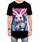 Camiseta Longline Páscoa Coelhinha Traços Vaporwave 6