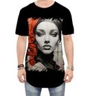 Camiseta Longline Pintura a Carvão Mulher Arte 23