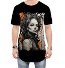 Camiseta Longline Pintura a Carvão Mulher Arte Esfumaçada 12