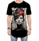 Camiseta Longline Pintura a Carvão Mulher Arte Esfumaçada 31