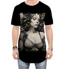 Camiseta Longline Pintura a Carvão Mulher Arte Esfumaçada 8