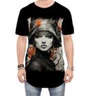 Camiseta Longline Pintura a Carvão Mulher Arte Esfumaçada 9