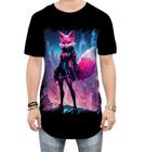 Camiseta Longline Raposa Humanóide Vaporwave 10