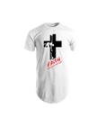 Camiseta Longline Swag Oversize Camisa Estampada Básica Algodão Blusas Masculina Cruz Gospel Evangélica Cristão