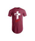 Camiseta Longline Swag Oversize Camisa Estampada Básica Algodão Blusas Masculina Cruz Gospel Evangélica Cristão