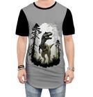 Camiseta Longline T-Rex Tiranossauro Dinossauro Jurassico 2