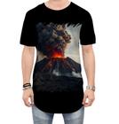Camiseta Longline Vulcão em Erupção Destruição 7