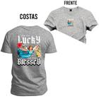 Camiseta Lucky Blessed Plus Size Gola Redonda Estampa Dtf Premium