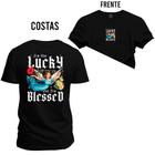 Camiseta Lucky Blessed Plus Size Gola Redonda Estampa Dtf Premium