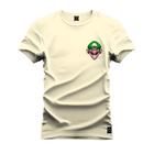 Camiseta Malha Premium Estampada Unissex Bigode Verde Peito