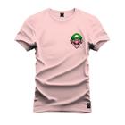 Camiseta Malha Premium Estampada Unissex Bigode Verde Peito