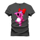 Camiseta Malha Premium Estampada Unissex Dino Rosa