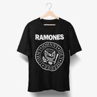 Camiseta Manga Curta Bandas Rock T-shirt Estampada Ramones Linkin Park Algodão Unissex