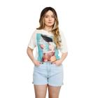 Camiseta Manga Curta Deslocada Crepe Estampa Butterfly Box