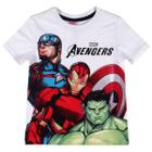 Camiseta Infantil Manga Curta Os Vingadores + Brinde Pião Cinza