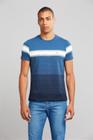 Camiseta Manga Curta Malha Slim Fit - Azul Marinho / Azul Medio