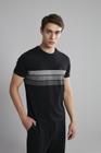 Camiseta Manga Curta Malha Slim Fit - Preto / Creme