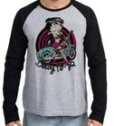 Camiseta Manga Longa blusa Betty Boop moto