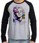 Camiseta Manga Longa blusa Marilyn Monroe frase